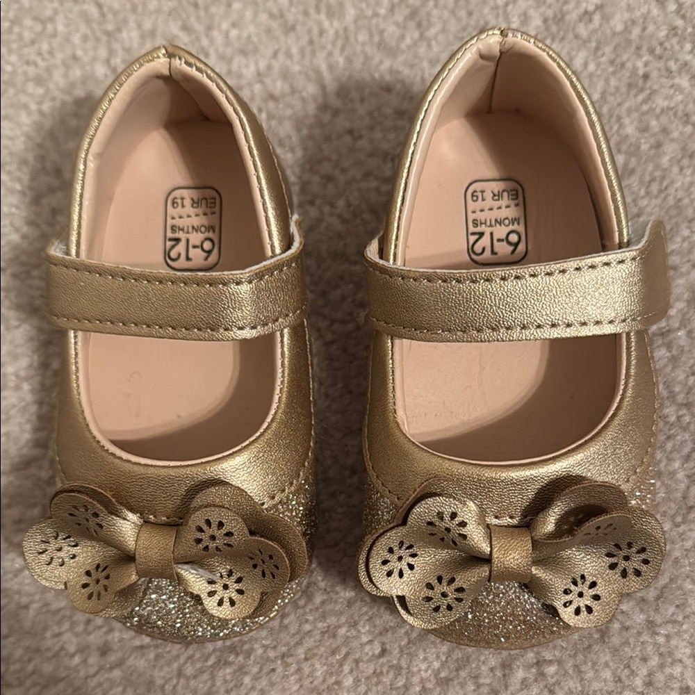 Gold Baby Mary Jane Shoes